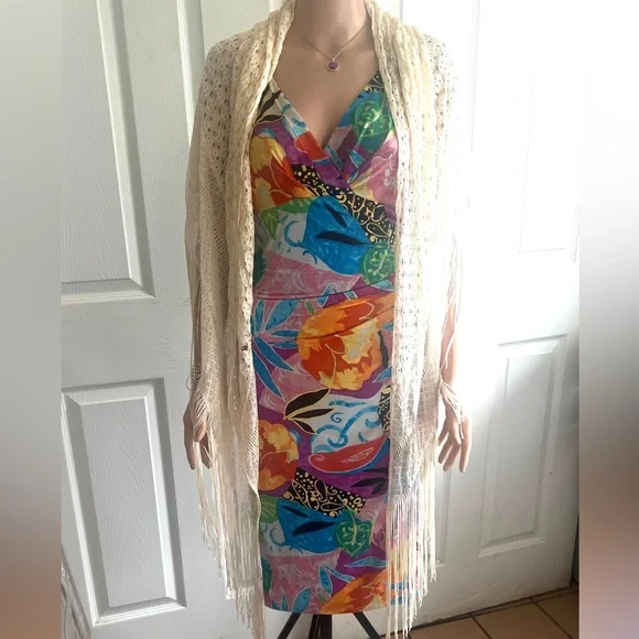Lauren Ralph Lauren colorful tropical floral faux wrap bodycon dress size M NWOT - Picture 14 of 14
